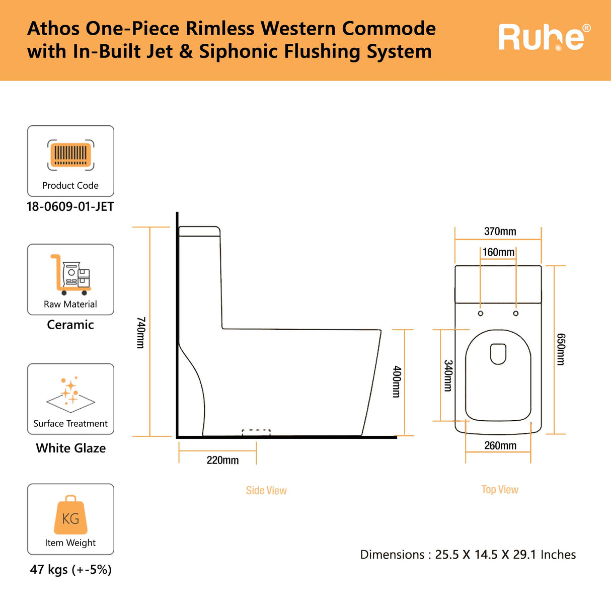 Athos One Piece Western Commode