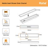 Marble-Insert 304-Grade Shower Drain Channel (2 Inches)