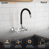 Pavo Wall Mount Kitchen Sink Mixer Tap with Coloured Flexible Silicone Spout