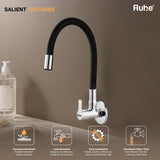 Pavo Wall Mount Kitchen Sink Tap with Coloured Flexible Silicone Spout