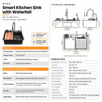 Nano 304-Grade Smart Kitchen Sink with Waterfall
