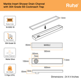 Marble-Insert Shower Drain Channel (4 Inches)