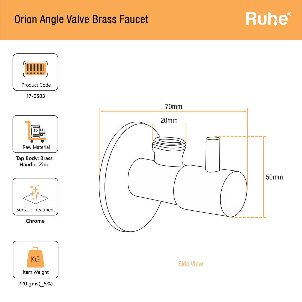 Orion Angle Valve Brass Faucet - by Ruhe
