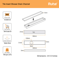 Tile-Insert 304-Grade Shower Drain Channel (2 Inches)