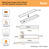 Marble-Insert Shower Drain Channel (4 Inches)