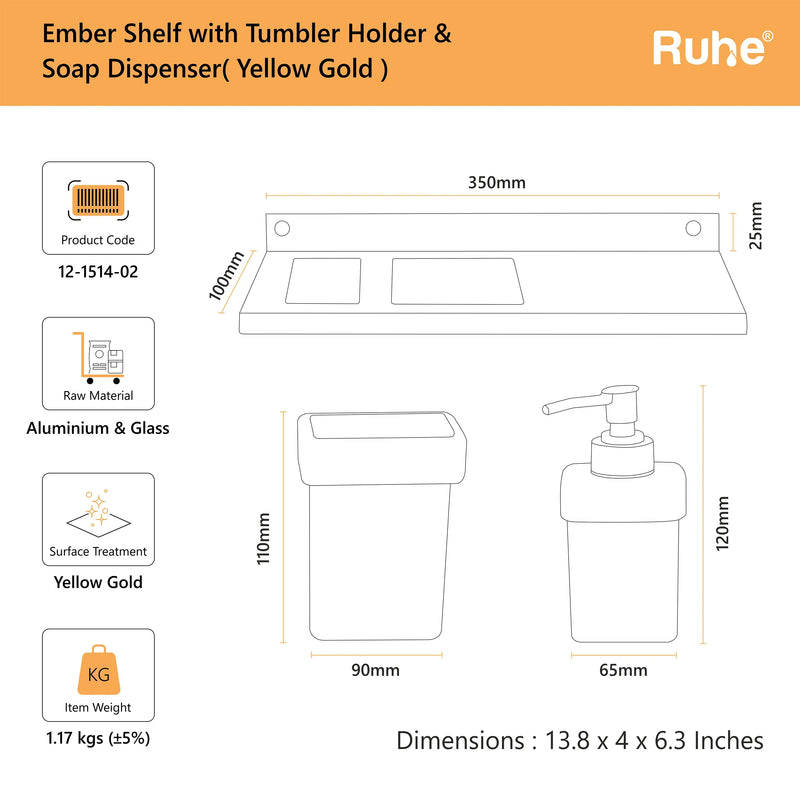 Ember Shelf with Tumbler Holder & Soap Dispenser