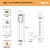 Target Chrome Health Faucet with Dual Flow and 1 Meter 304-Grade SS Hose & Hook