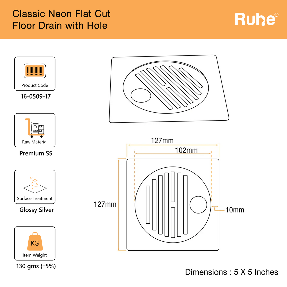 Classic Neon Flat Cut Floor Drain
