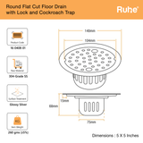 Round Floor Drain with Lock and Cockroach Trap (5 Inches)