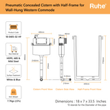 Pneumatic Concealed Cistern for Western Commode with Half Frame