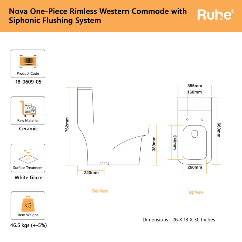 Nova One-Piece Western Commode