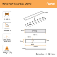 Marble-Insert 304-Grade Shower Drain Channel (2 Inches)