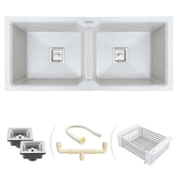 Quartz Double Bowl Kitchen Sink (45 x 20 x 9 Inches) – Matt Black