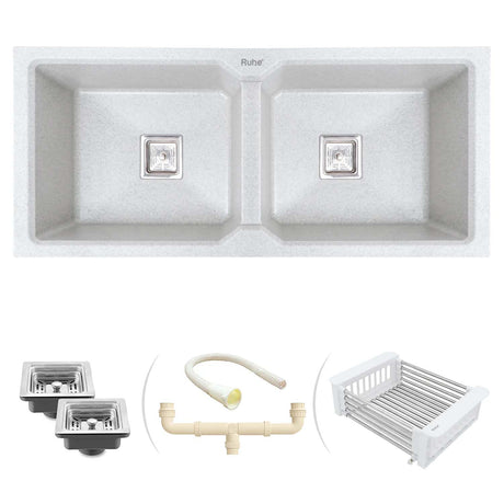 Quartz Double Bowl Kitchen Sink (45 x 20 x 9 inches)