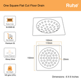One Square Flat Cut Floor Drain