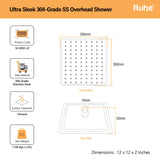 Ultra Sleek 304-Grade SS Overhead Shower