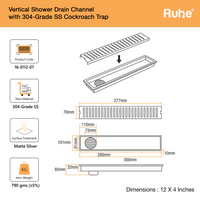 Vertical 304-Grade Shower Drain Channel (4 Inches)