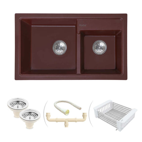 Quartz Double Bowl Kitchen Sink (31 x 18 x 9 Inches)