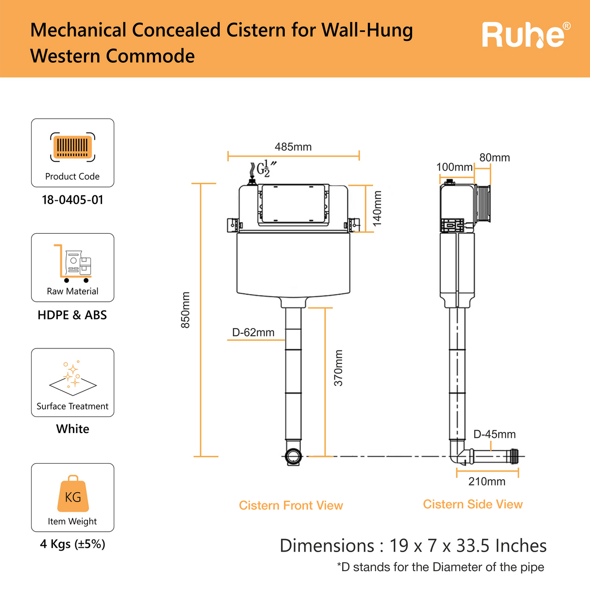 Mechanical Concealed Cistern for Western Commode