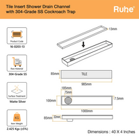 Tile-Insert 304-Grade Shower Drain Channel (4 Inches)