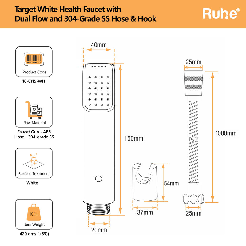 Target Health Faucet With Dual Flow And 304-Grade SS Hose & Hook