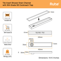 Tile-Insert 304-Grade Shower Drain Channel (3 Inches)