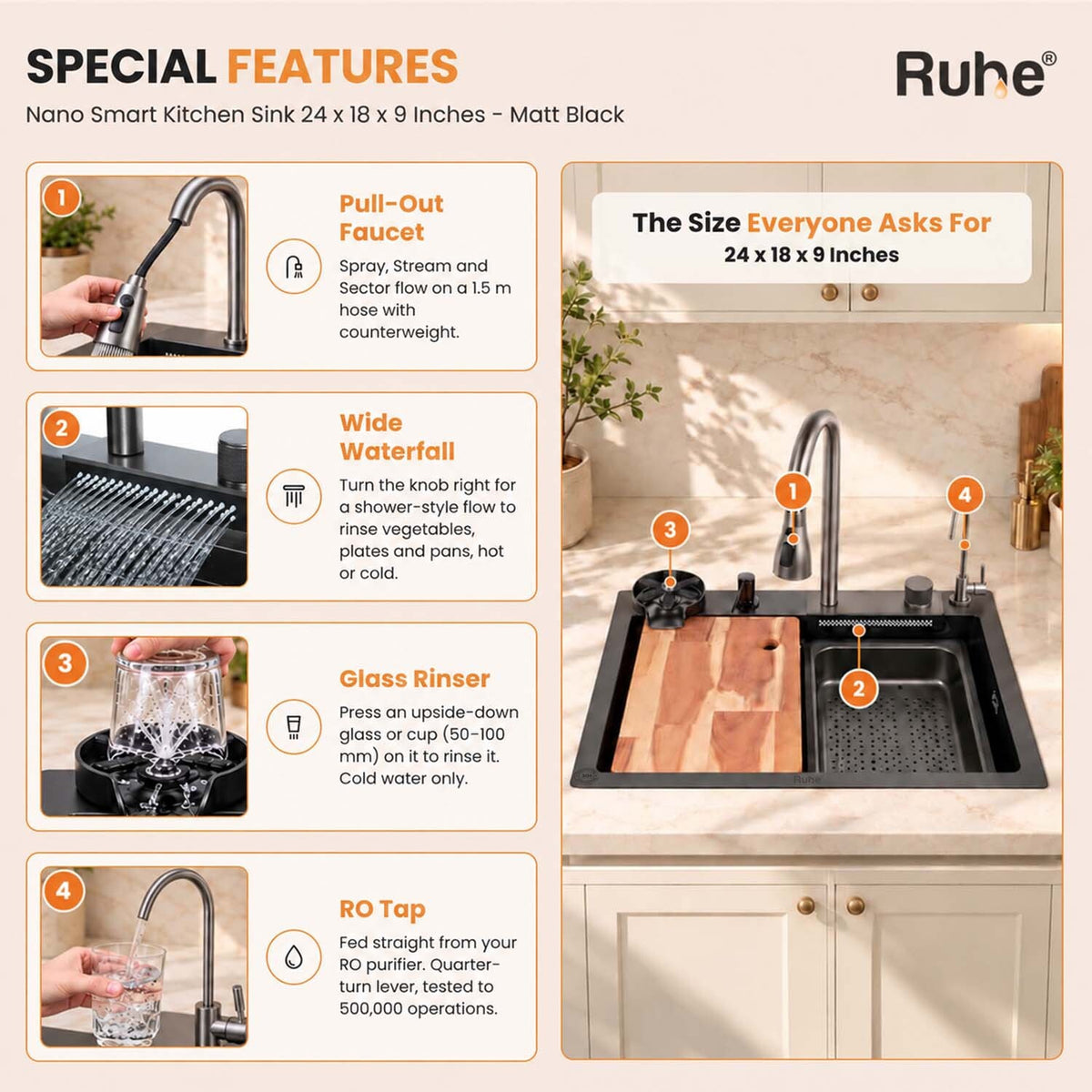 Nano 304-Grade Smart Kitchen Sink with Waterfall