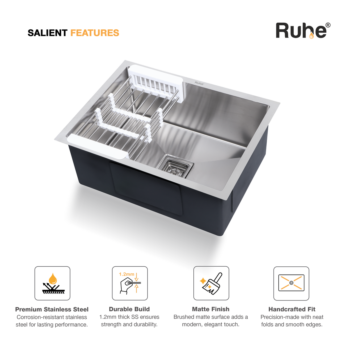 Handmade Single Bowl Kitchen Sink (24 x 18 x 10 Inches)