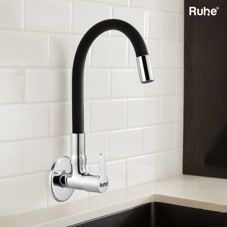 Pavo Wall Mount Kitchen Sink Tap with Coloured Flexible Silicone Spout