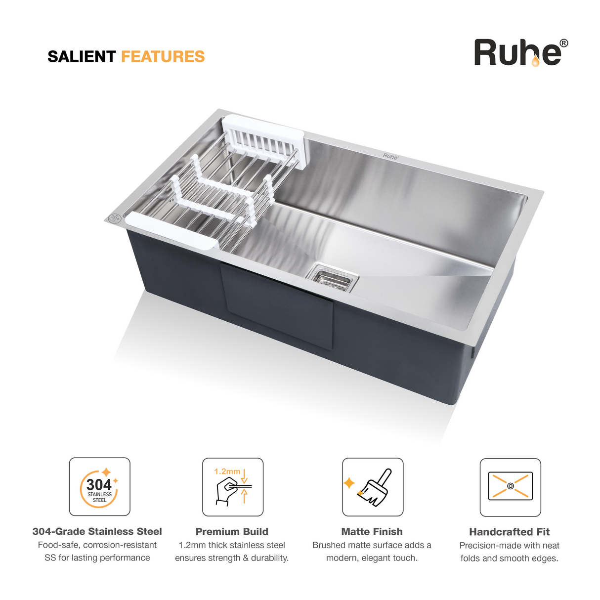 Handmade Single Bowl Kitchen Sink (32 x 20 x 10 Inches)