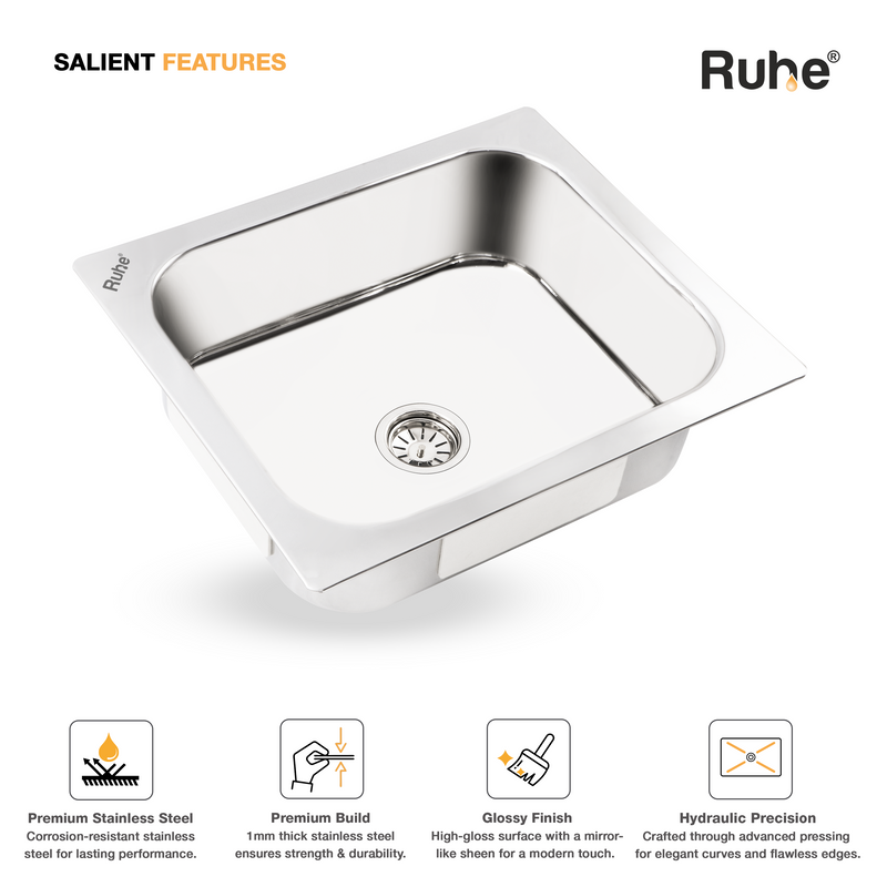 Single Bowl Premium Kitchen Sink (15 x 12 x 6 Inches)