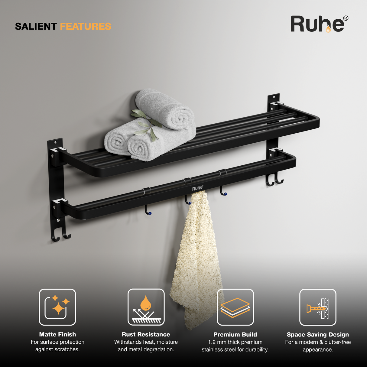 Dual Foldable Towel Rack (24 Inches)
