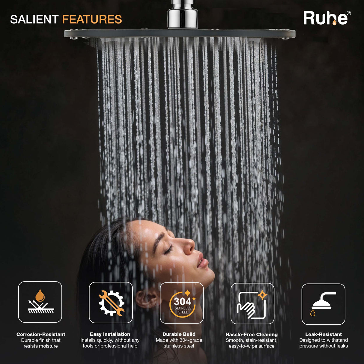 Rain Joy 304-Grade SS Overhead Shower