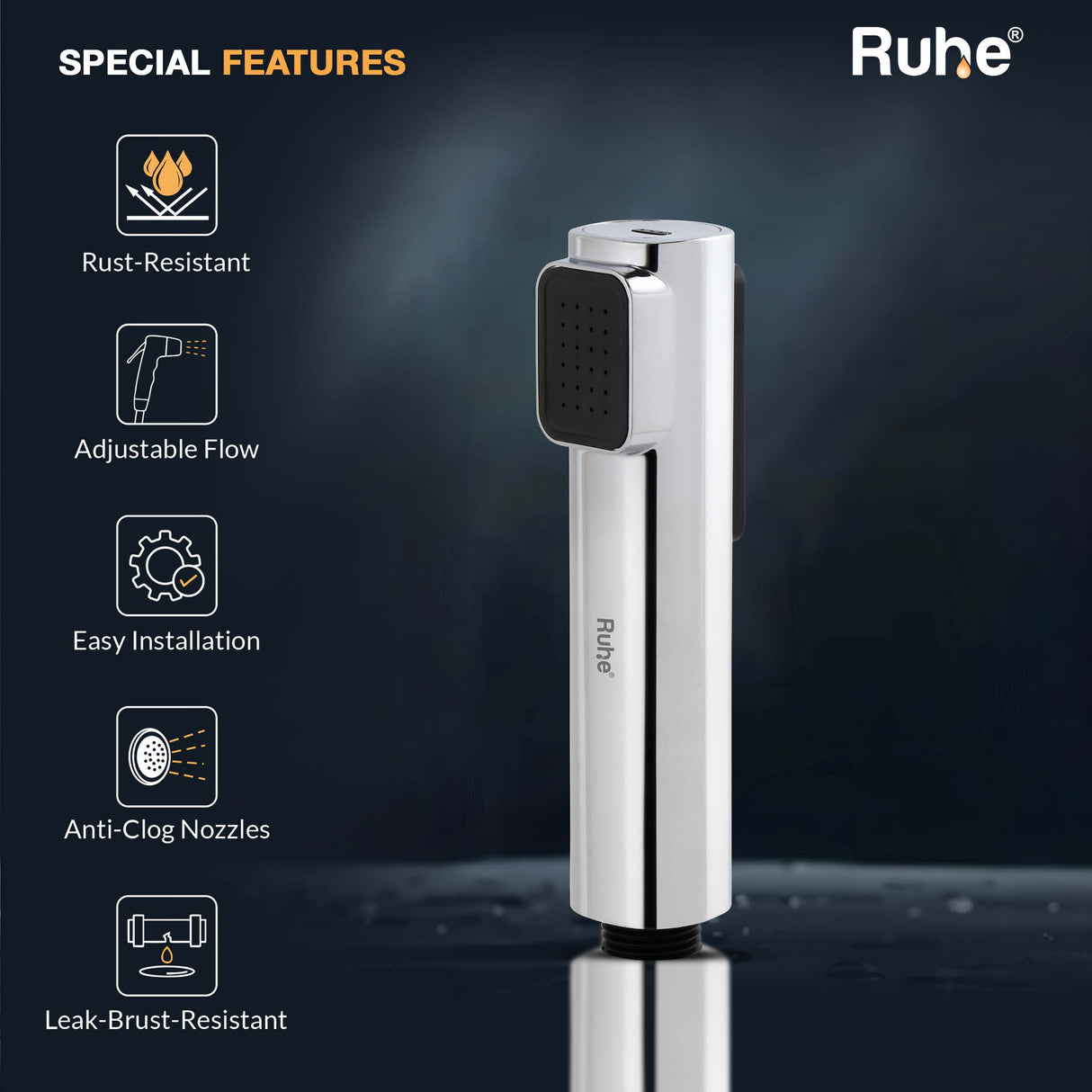 Target Chrome Health Faucet with Dual Flow and 1 Meter 304-Grade SS Hose & Hook