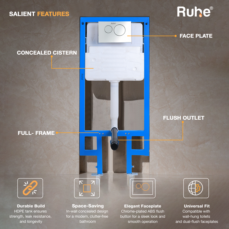 Pneumatic Concealed Cistern for Western Commode with Full Frame