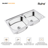 Double Bowl Kitchen Sink (45 x 20 x 9 Inches)(Salient Features)