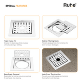 Check Square Flat Cut Floor Drain