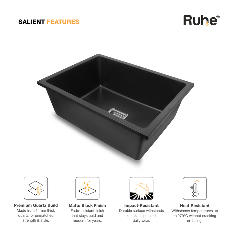 Quartz Single Bowl Kitchen Sink (24 x 18 x 9 Inches)