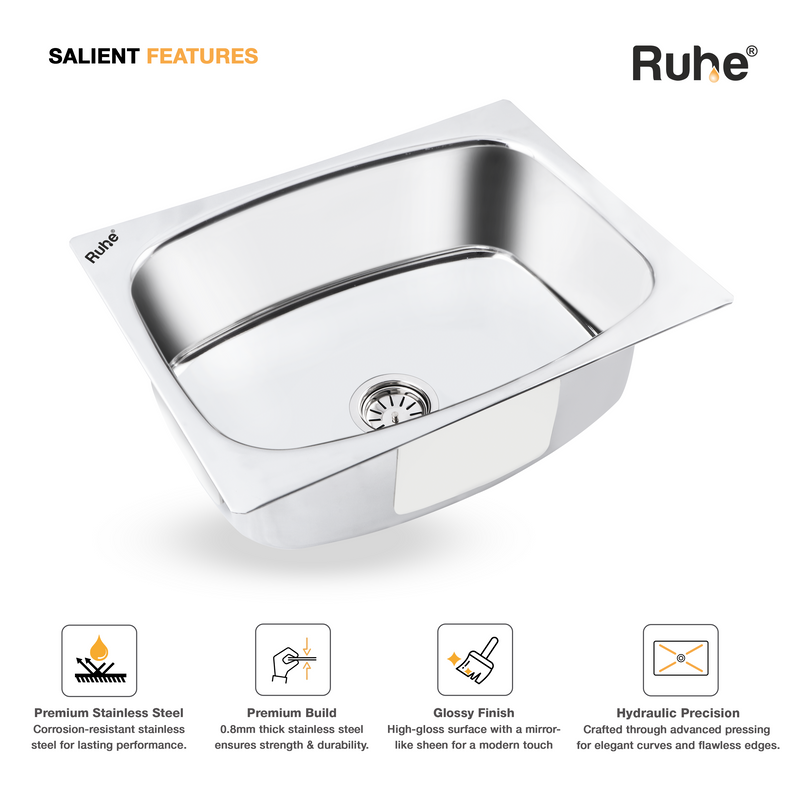 Oval Single Bowl Premium Kitchen Sink (24 x 18 x 9 Inches)