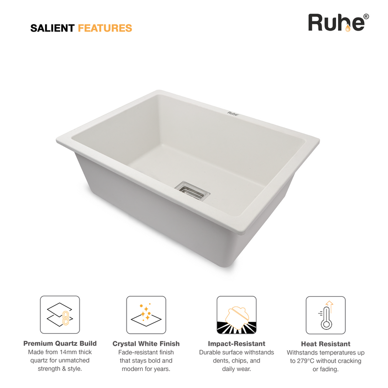 Quartz Single Bowl Kitchen Sink (24 x 18 x 9 Inches)