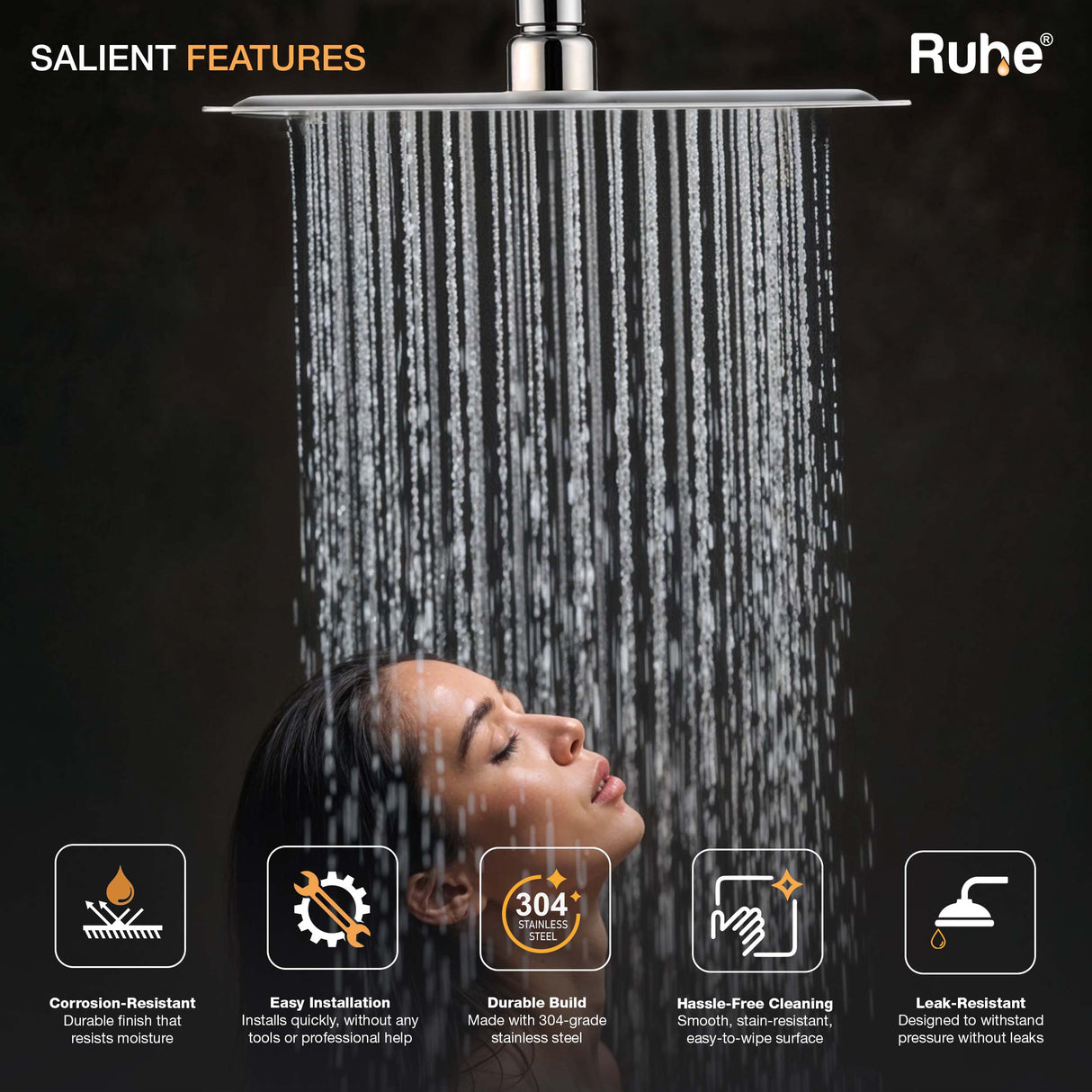 Rain Joy 304-Grade SS Overhead Shower