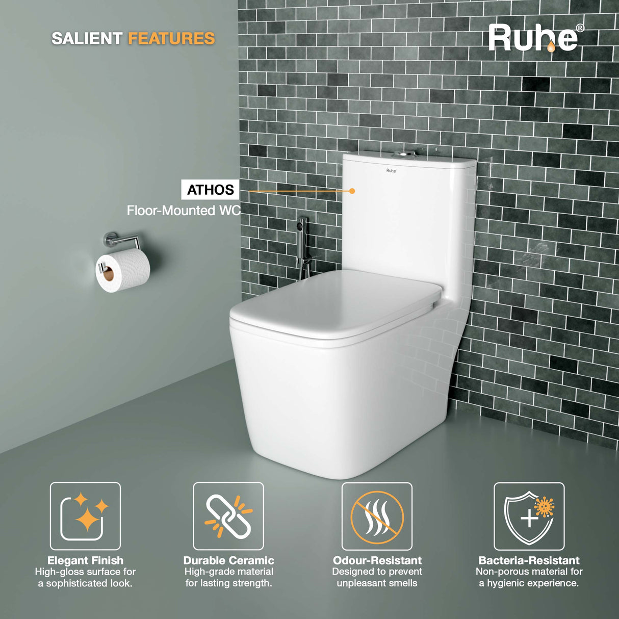 Athos One Piece Western Commode