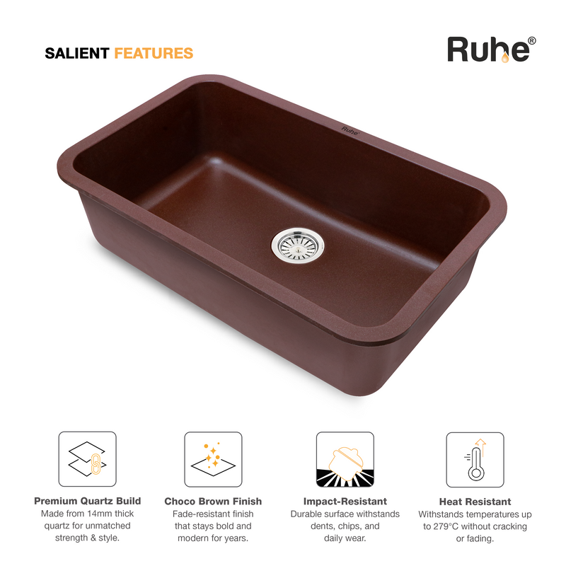 Quartz Single Bowl Kitchen Sink (31 x 19 x 9 Inches)