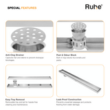 Marble-Insert Shower Drain Channel (4 Inches)