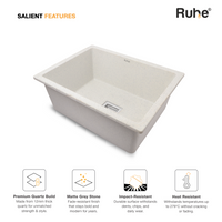 Quartz Single Bowl Kitchen Sink (21 x 18 x 9 Inches)