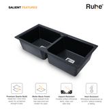 Quartz Double Bowl Kitchen Sink (37 x 18 x 9 Inches)