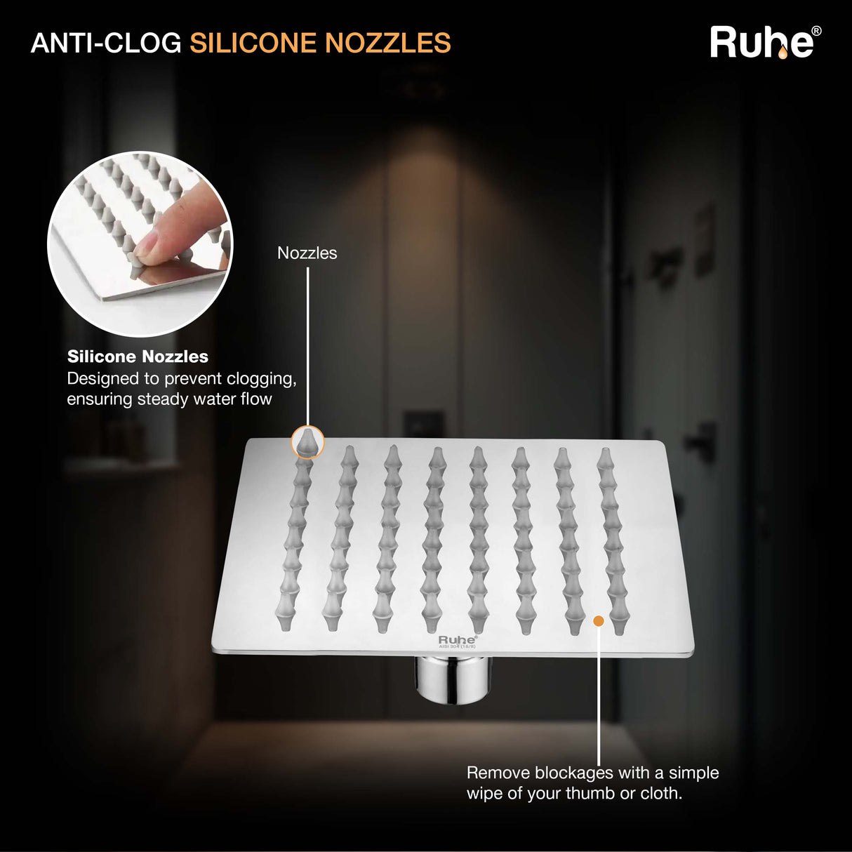 Ultra Sleek 304-Grade SS Overhead Shower