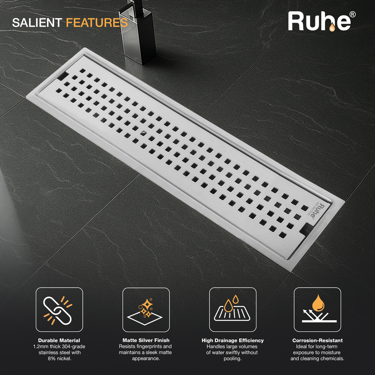 Palo Shower Drain Channel (4 Inches)