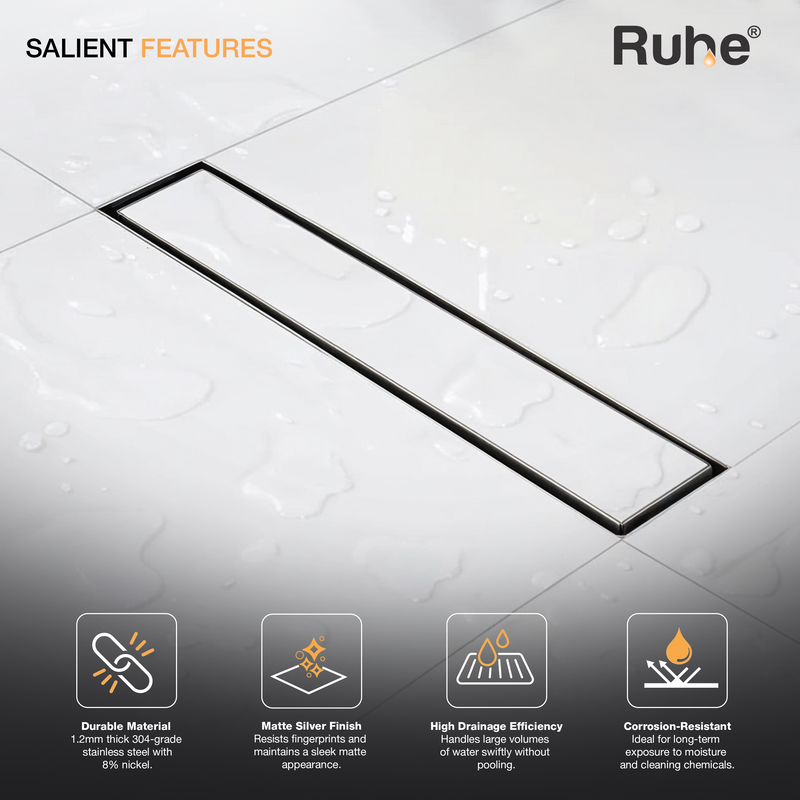 Marble-Insert Shower Drain Channel (2 Inches)