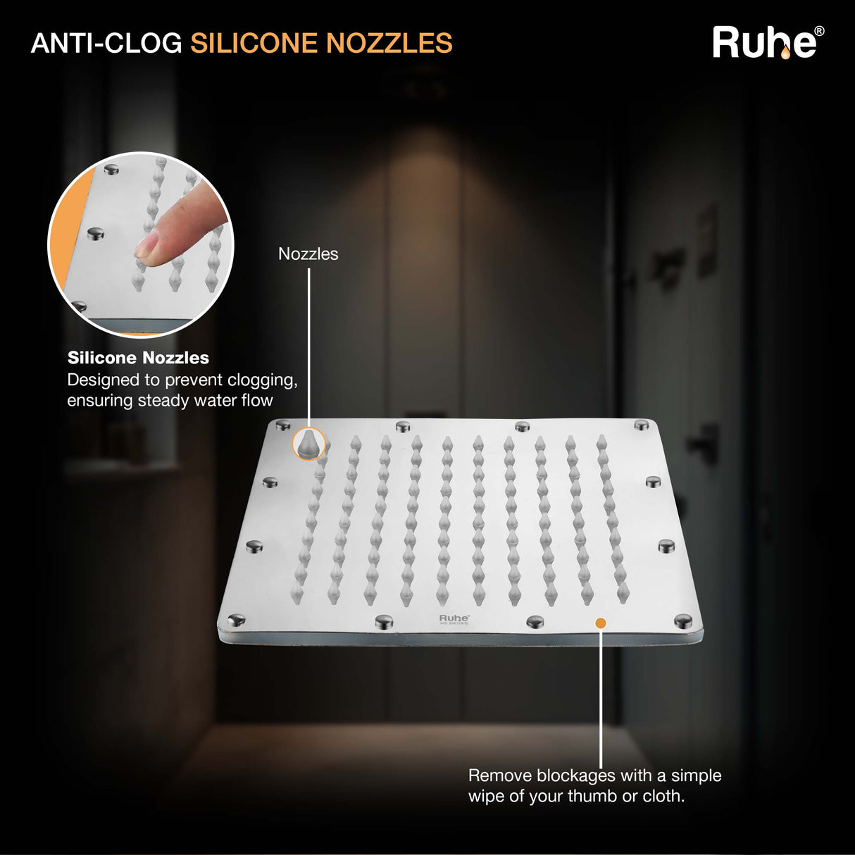 Rain Joy 304-Grade SS Overhead Shower